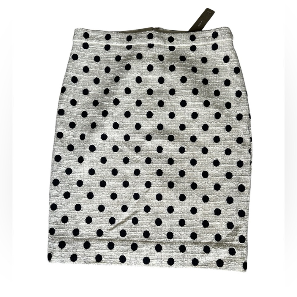 J. Crew NWT Black & White Polka Dot Work Wear Preppy Pencil Skirt Size 4 Petite